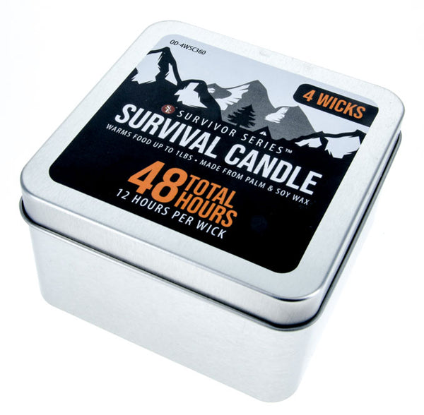 4 Wicks Survival Candle in Tin Box,48 Total Hours/12 Hours Per Wick and Food Warmer