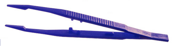 7" Blue Lightweight Plastic Tweezer - 12 Pack