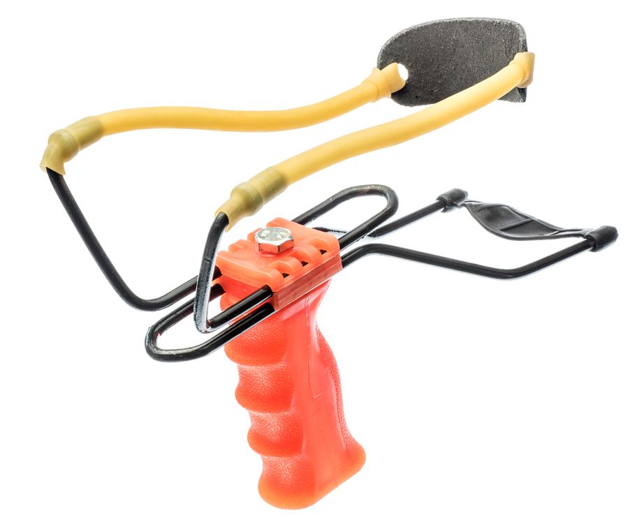 Adjustable Wrist-Brace Large Slingshot With Orange Sturdy Iron Frame Molded Grip