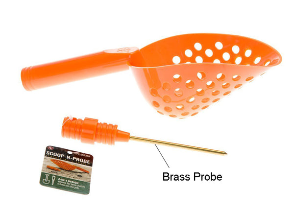 14-Inch Sand Scoop with Hole & Brass Probe For Gold Panning /Metal Detecting 2 Color Options