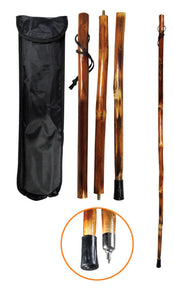 3 piece Wood Walking Stick - 55" Collapsible